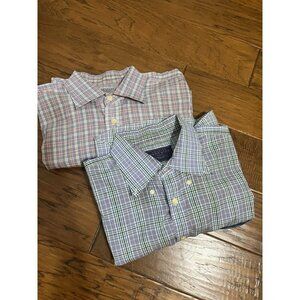 Lot of 2 Charles Tyrwhitt Mens Blue, Red Shirt Plaid XL & 18/37inches Non Iron